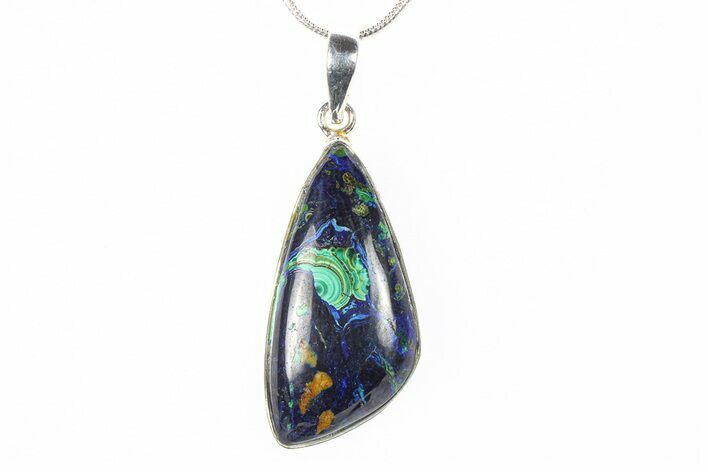 Watercolor Malachite and Azurite Pendant - Sterling Silver #278607